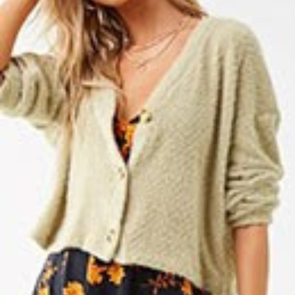 Green Soft Forever21 Cropped Cardigan - M